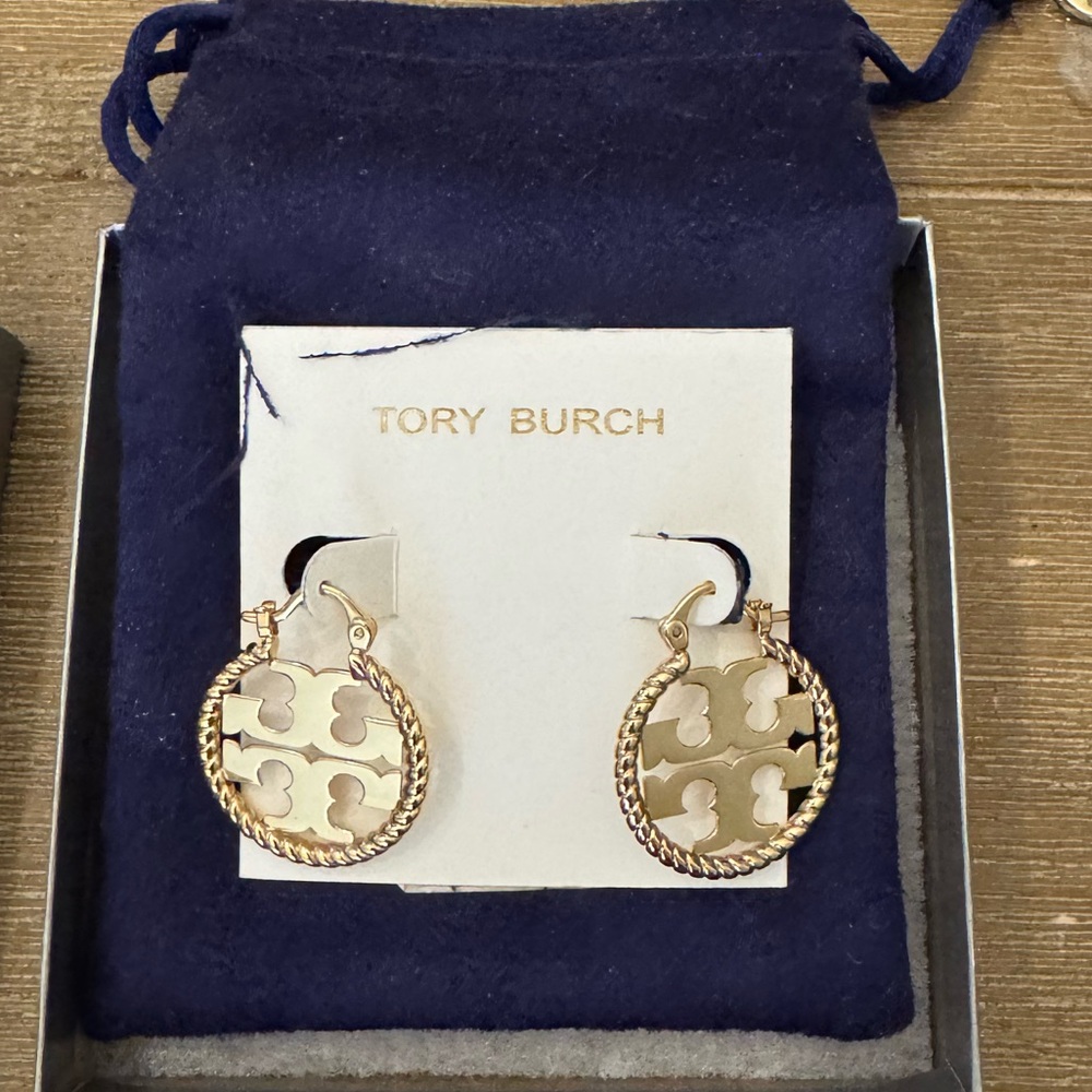 Tory Burch Rope Logo Hoop Earrings - Picture 3 of 4